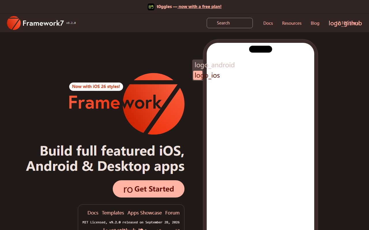 Framework7 screenshot