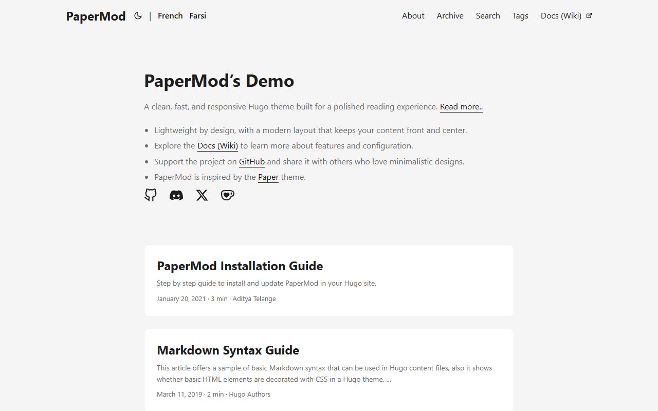 Hugo PaperMod screenshot
